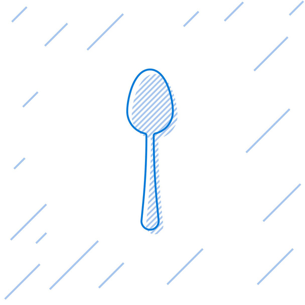 Ligne bleue icône cuillère isolé sur fond blanc. Ustensiles de cuisine. Panneau couverts. Illustration vectorielle
 - Vecteur, image