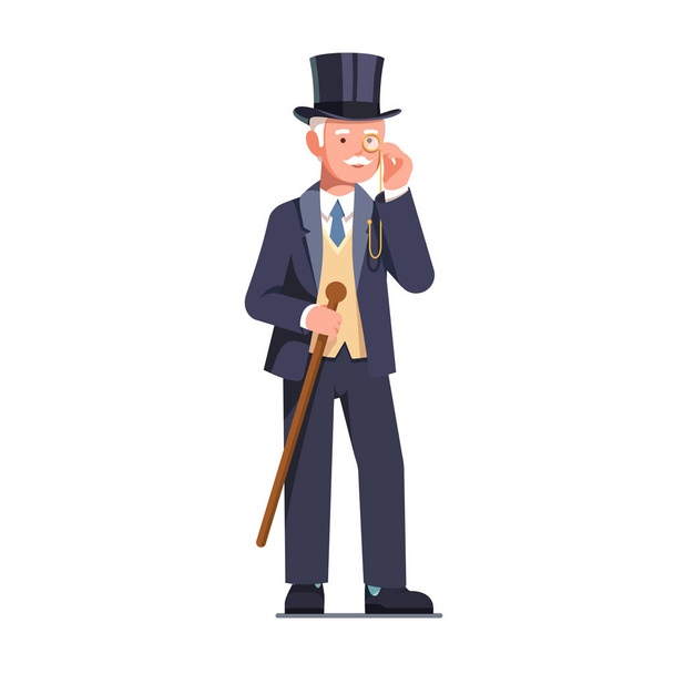 Rich old tycoon business man wearing retro suit - Vector, imagen