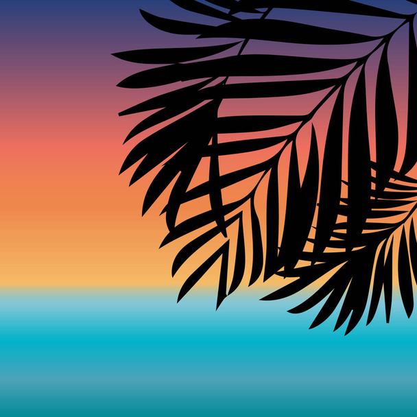 Bladeren Palm silhouet natuur achtergrond - Vector, afbeelding