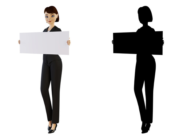 Businesswoman and white panel - Photo, Image