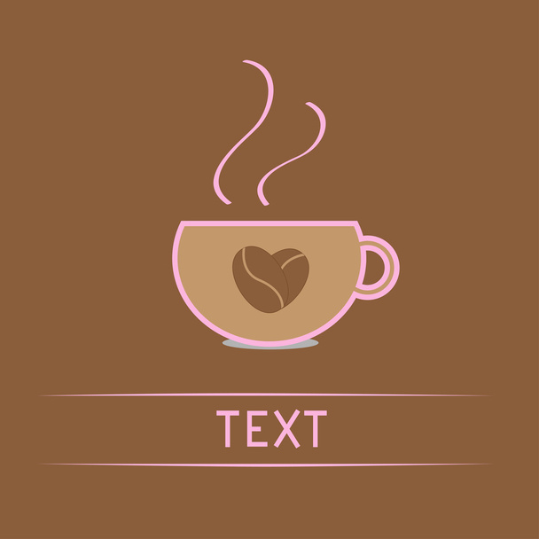Cup with coffee seeds heart. Love card - Vector, Imagen