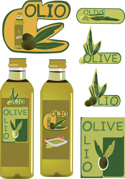 olijf-en olie knijpende stickers - Vector, afbeelding