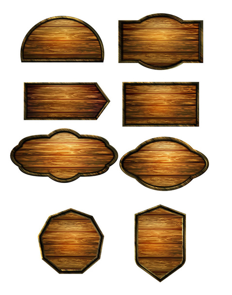 Vector realistic illustration of wooden signboard - Vektör, Görsel