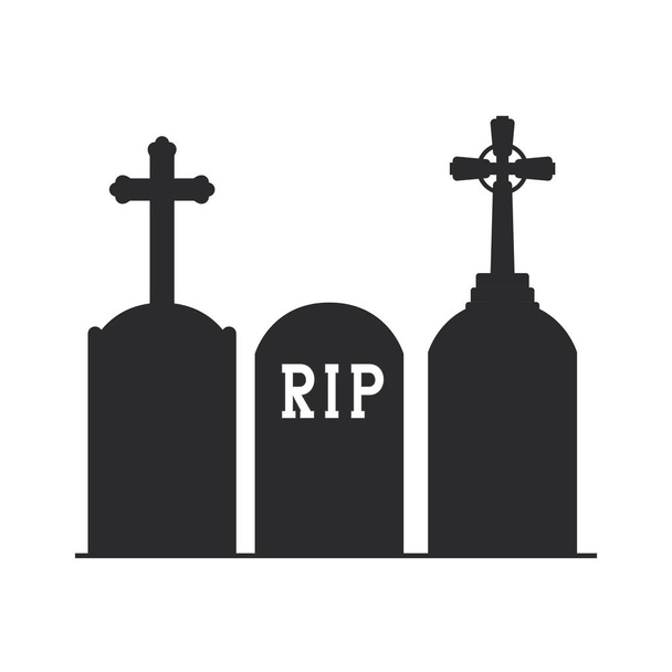 graveyard tombstone on white background - Vector, Image