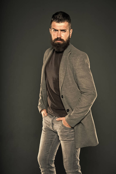 sexy brutality. Mature hipster with beard. Confident and handsome Brutal man. Hair and beard care. Male barber care. Bearded man. Young and handsome. confident and stylish. fashion model - Foto, afbeelding