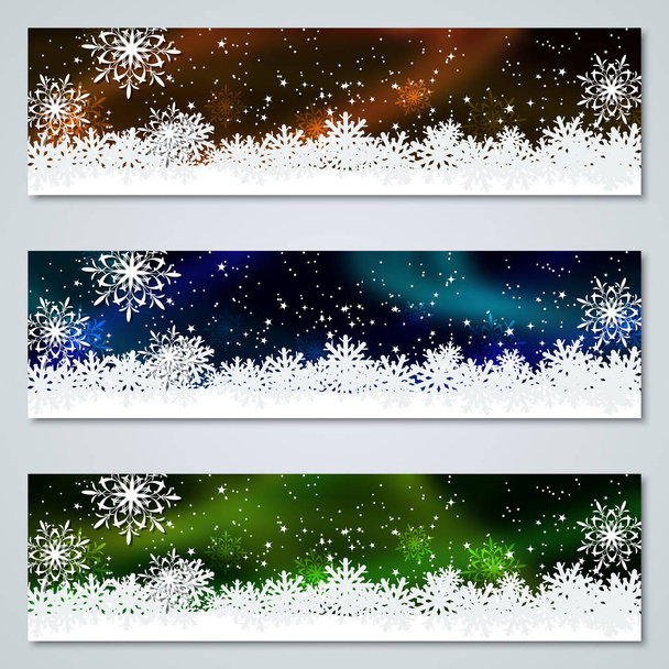 Christmas and New Year horizontal colorful vector banners collection - Vector, Imagen