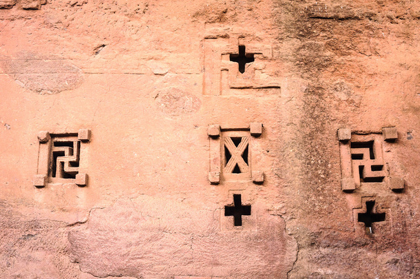 Ethiopia, Lalibela. Moniolitic rock cut church - 写真・画像