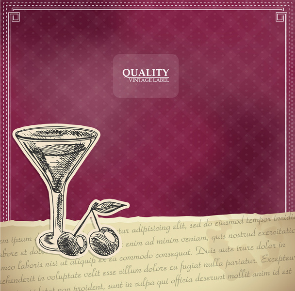 : Vintage quality label with cocktail - Vector, imagen