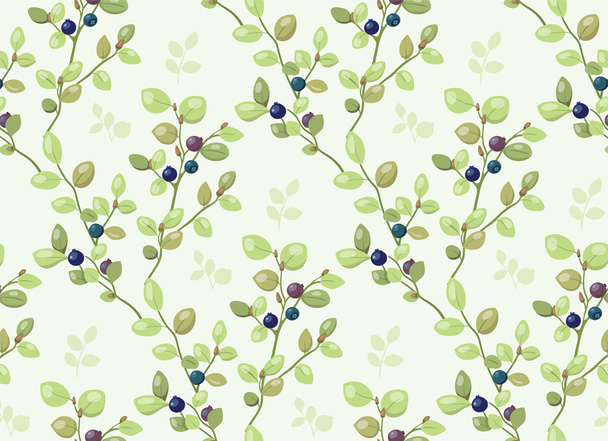 Tiled pattern with blueberry bushes - Vector, Image
