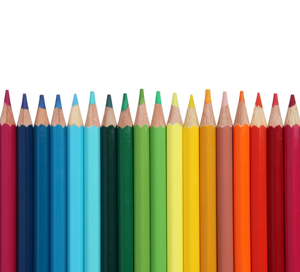 Assortment of coloured pencils on white - Photo, Image