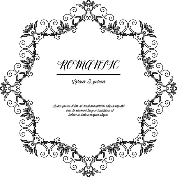 Χαριτωμένο ρετρό φύλλο λουλούδι πλαίσιο για γαμήλια πρόσκληση ρομαντικό. Διάνυσμα - Διάνυσμα, εικόνα