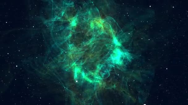 Computer gegenereerde kleurrijke ruimte achtergrond: spiraal nevel, sterren en melkwegstelsels. 3D-rendering - Video
