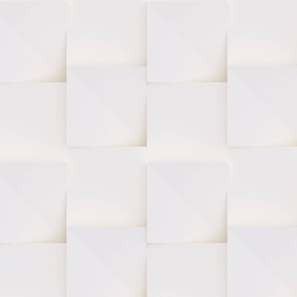 3D pattern made of white and beige geometric shapes, creative background or wallpaper surface made of light and shadow. Futuristic seamless decorative abstract texture design, simple graphic elements - Photo, Image