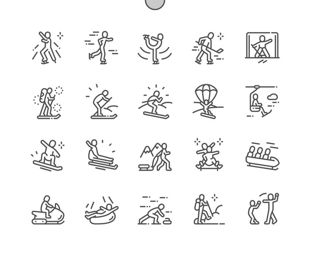 Leisure activities in winter Well-crafted Pixel Perfect Vector Thin Line Icons 30 2x Grid for Web Graphics and Apps. Simple Minimal Pictogram - Vector, Image