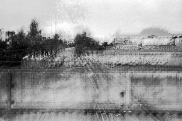 Blurred black and white urban landscape - Photo, Image