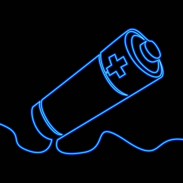 Неоновая концепция иконки батареи
 - Вектор,изображение