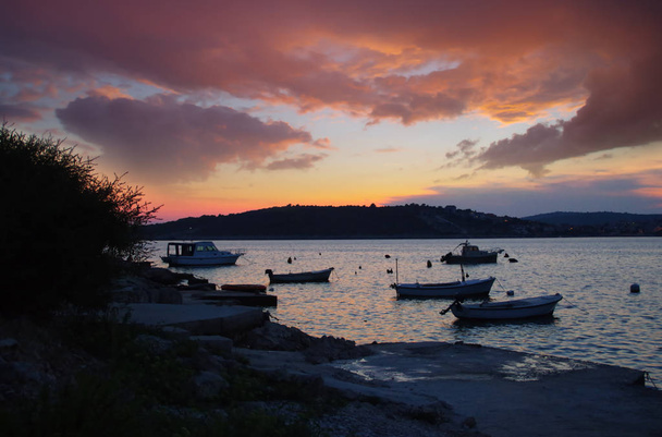 Sea port after sunset - Photo, Image