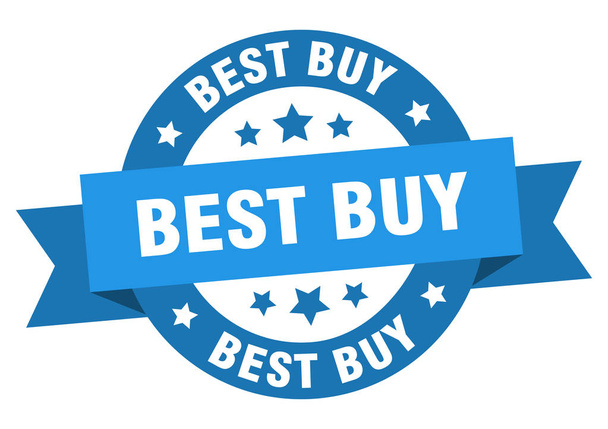 best buy ribbon. best buy round blue sign. best buy - Διάνυσμα, εικόνα