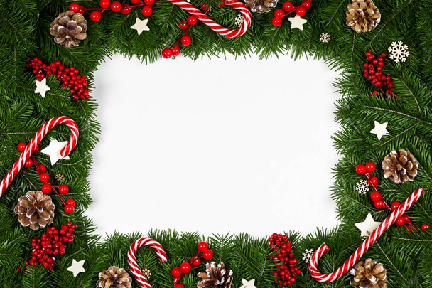 Christmas frame of tree branches - Photo, Image