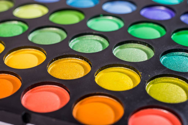 Palette of multicolored eyeshadow, close-up - Fotografie, Obrázek