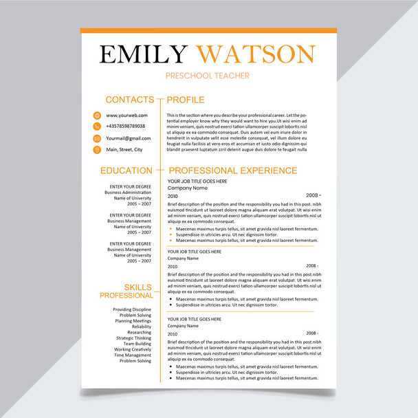 Minimalist CV or resume - Vector, Image