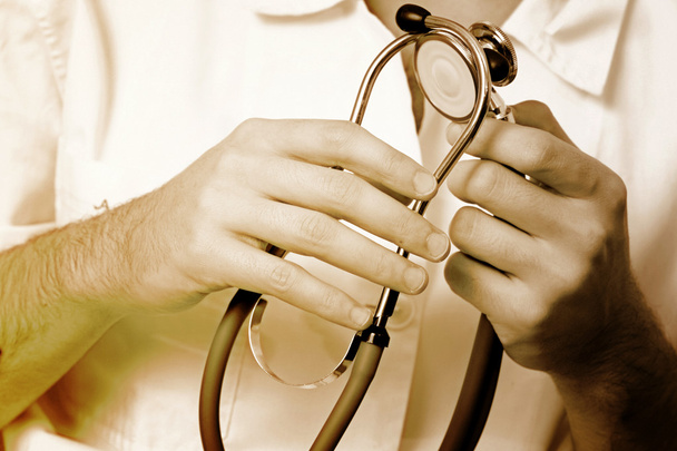 Portrait of a young doctor with stethoscope. - Photo, image