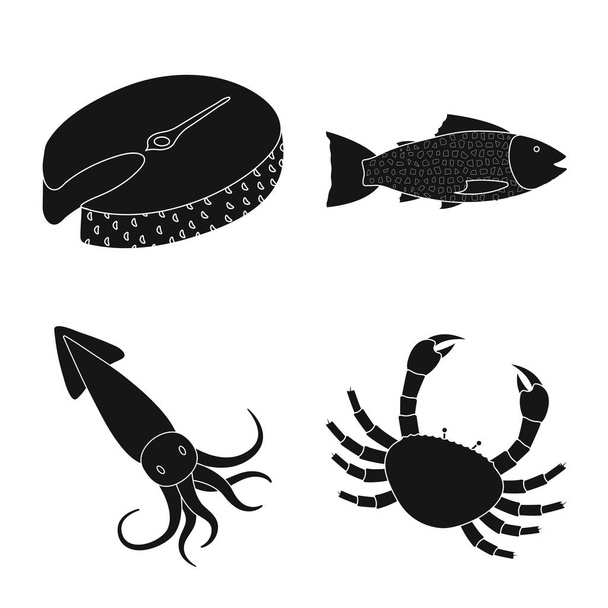 Vector illustration of market and marine sign. Collection of market and sea vector icon for stock. - Vektori, kuva