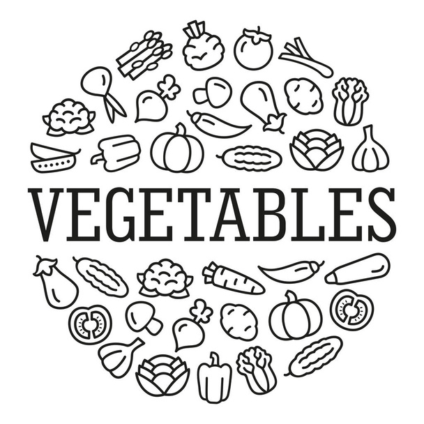 Vegetables color icons in a circular shape - Vektor, obrázek
