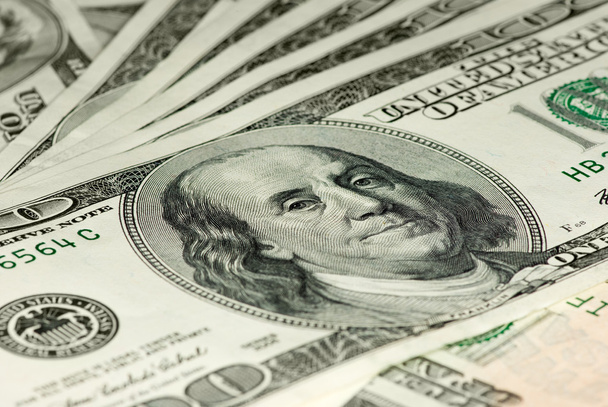 Close-up shot of $100 bills - Photo, Image