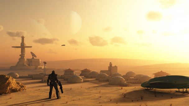 Egy új világ - sivatag Science Fiction falu - Fotó, kép