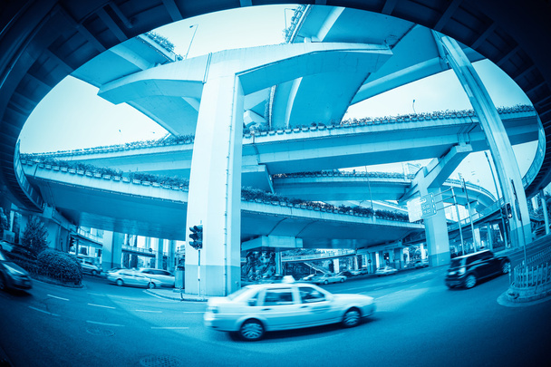 city elevated road by fisheye view - Photo, Image