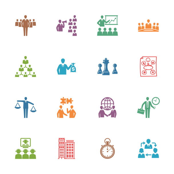 Management en business pictogrammen - gekleurde serie - Vector, afbeelding