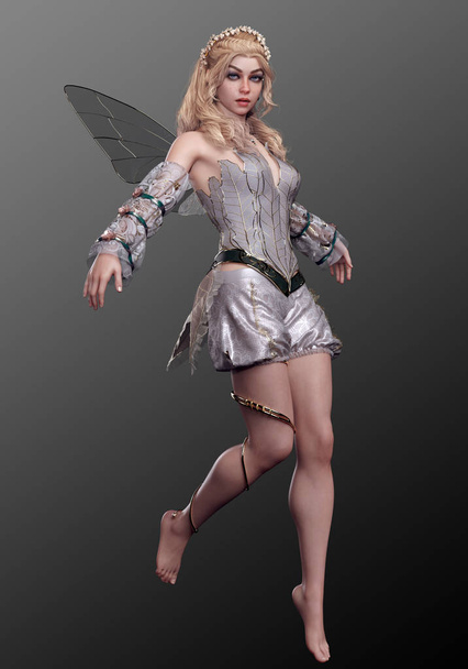 Spring Fae with Wings and Blonde Hair - Fotoğraf, Görsel
