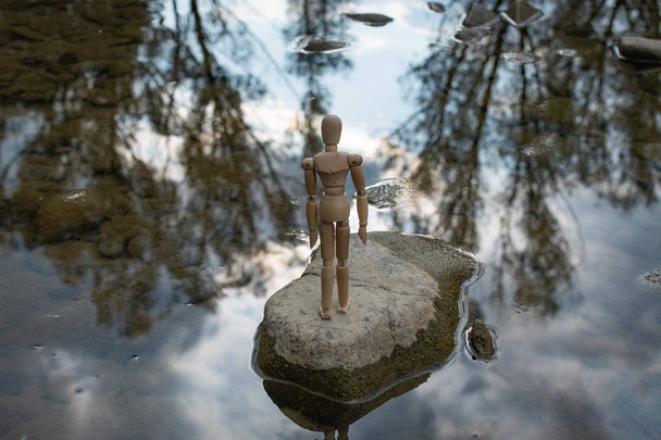  Articulated little man contemplates - Photo, Image