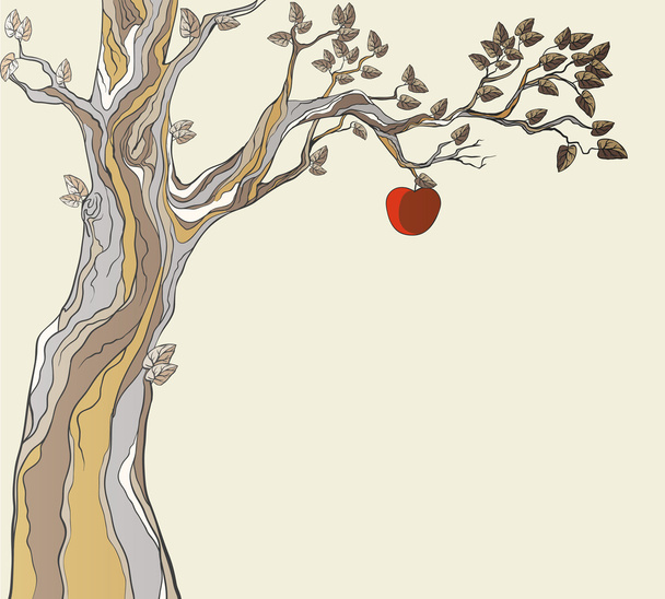 Original sin. Tree with apple. - Vector, Imagen