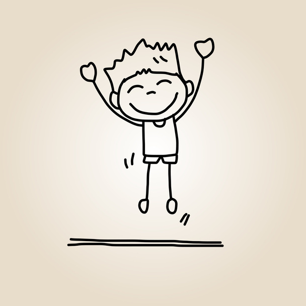 dibujo a mano dibujos animados niños felices - Vector, imagen