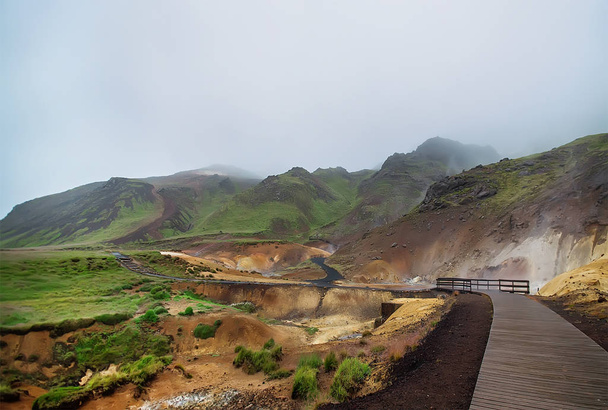 Seltun geothermal area in Krysuvik, Reykjanes peninsula, Iceland. Famous travel destination - Fotó, kép