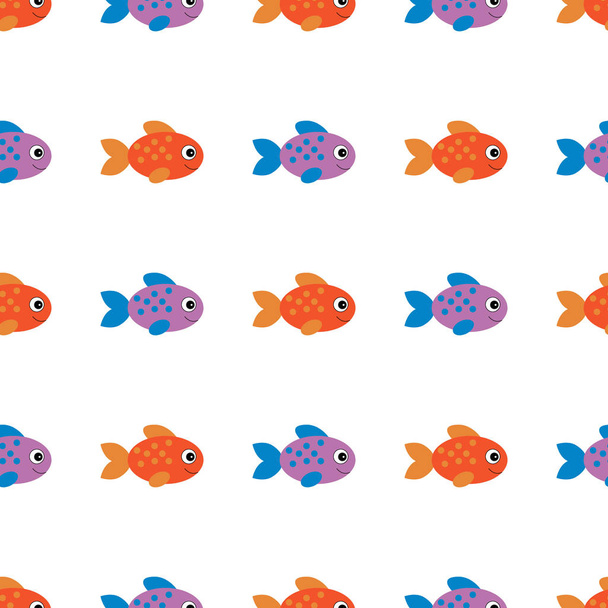 vector seamless pattern with cute childish fishes - Vector, Image