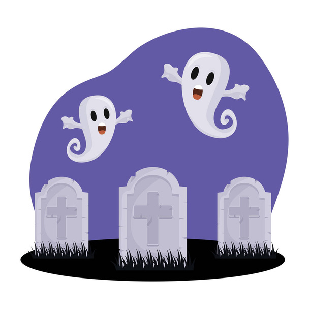 Tombe di Halloween e fantasmi progettazione vettoriale
 - Vettoriali, immagini