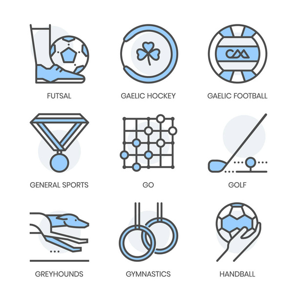 スポーツ関連、正方形線色ベクトルアイコンセット - ベクター画像