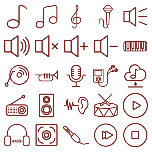 melody, musical, sound and multimedia - minimal thin line web icon set. simple vector illustration outline. concept for infographic, website or app. - Vektor, Bild