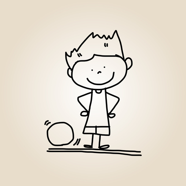 dessin à la main dessin animé enfants heureux - Vecteur, image
