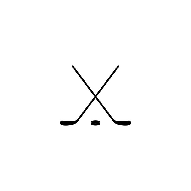 Kije hokejowe wektor skrzyżowane i zestaw ikon puck - Wektor, obraz