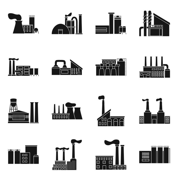 Diseño vectorial de la industria y signo de planta. Conjunto de símbolos de stock de industria e infraestructura para web
. - Vector, Imagen