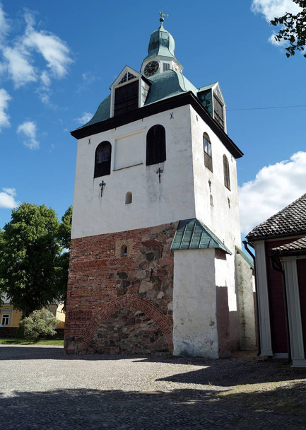 Porvoo Cathedral, white stone walls with gothic elements, Finland - Fotoğraf, Görsel