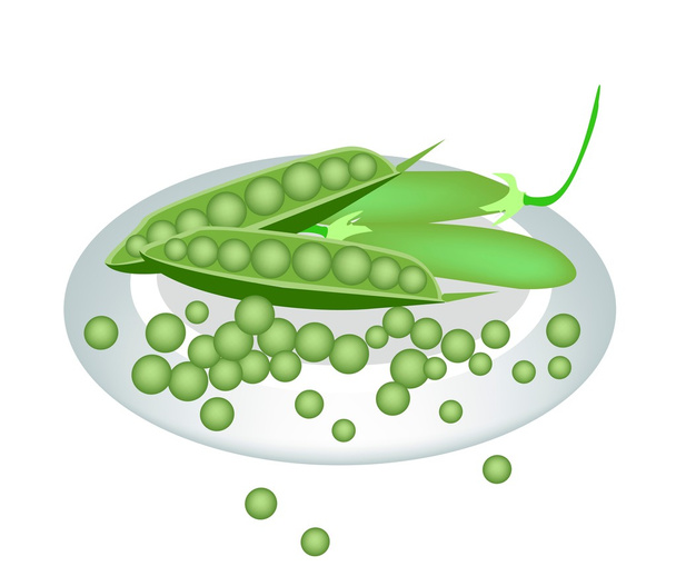 Una placa de delicioso guisante verde dulce
 - Vector, imagen