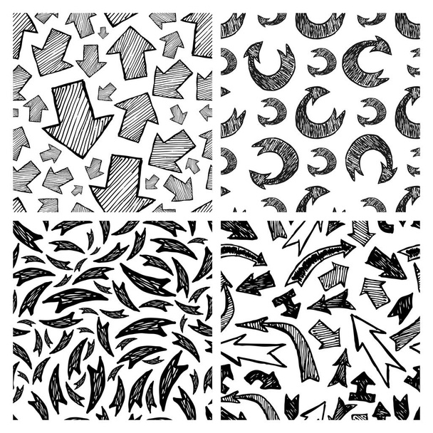 シームレス パターンと手描きの矢印 - ベクター画像