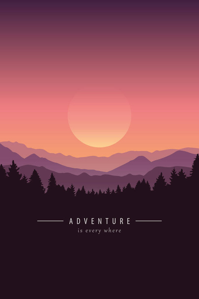 アドベンチャー紫色の山の風景の背景 - ベクター画像