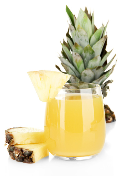 Delicious pineapple juice isolated on white - Valokuva, kuva