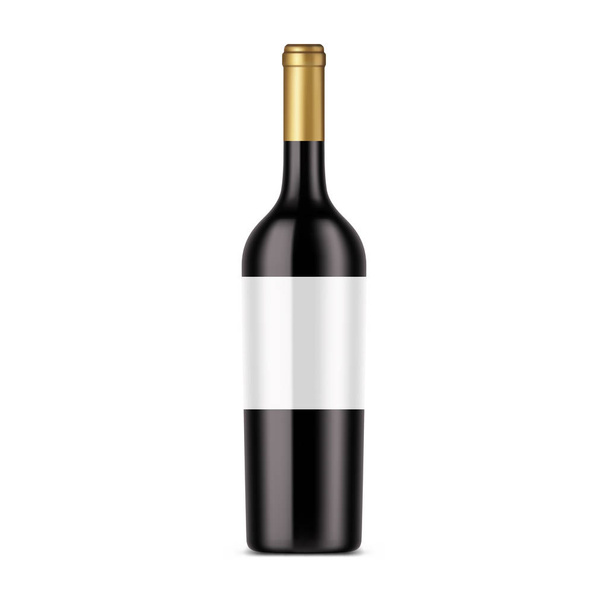Butelka czerwonego wina, ciemny alkohol na białym tle - Wektor, obraz